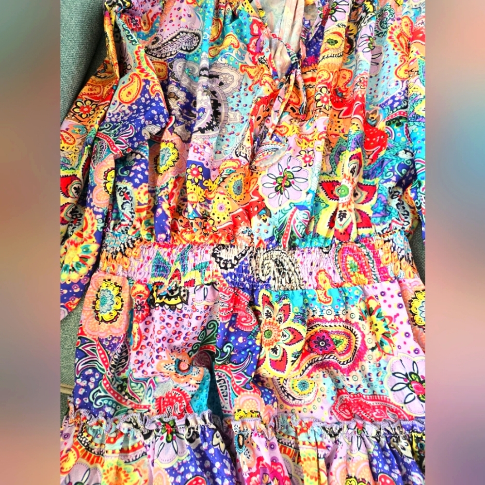 Paisley long sleeve dress